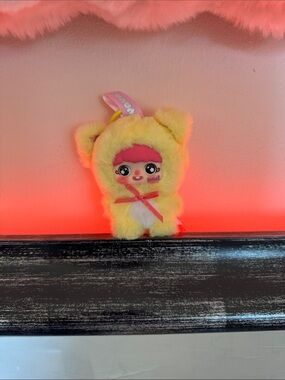 Yaya happy birthday Yellow Plush bag and key charm  with Pink Accents